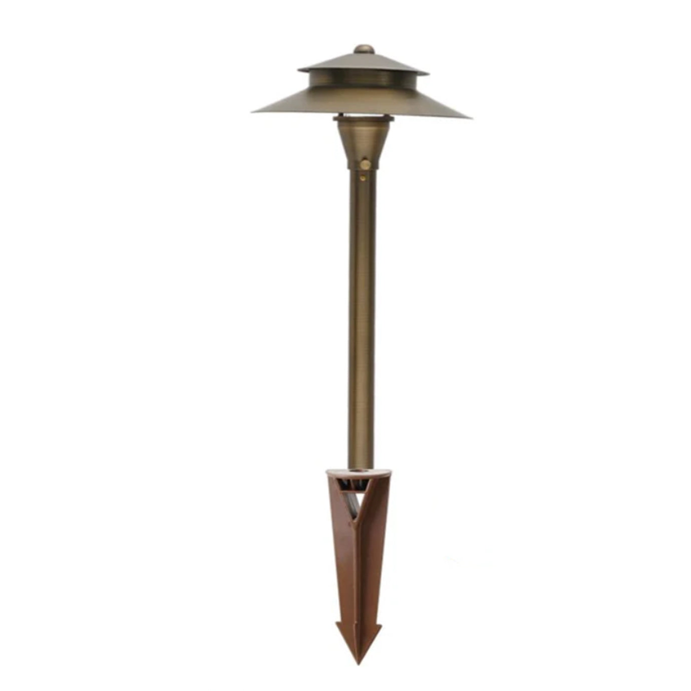 Path Light Solid Brass 8.4 in Hat Antique Bronze Finish