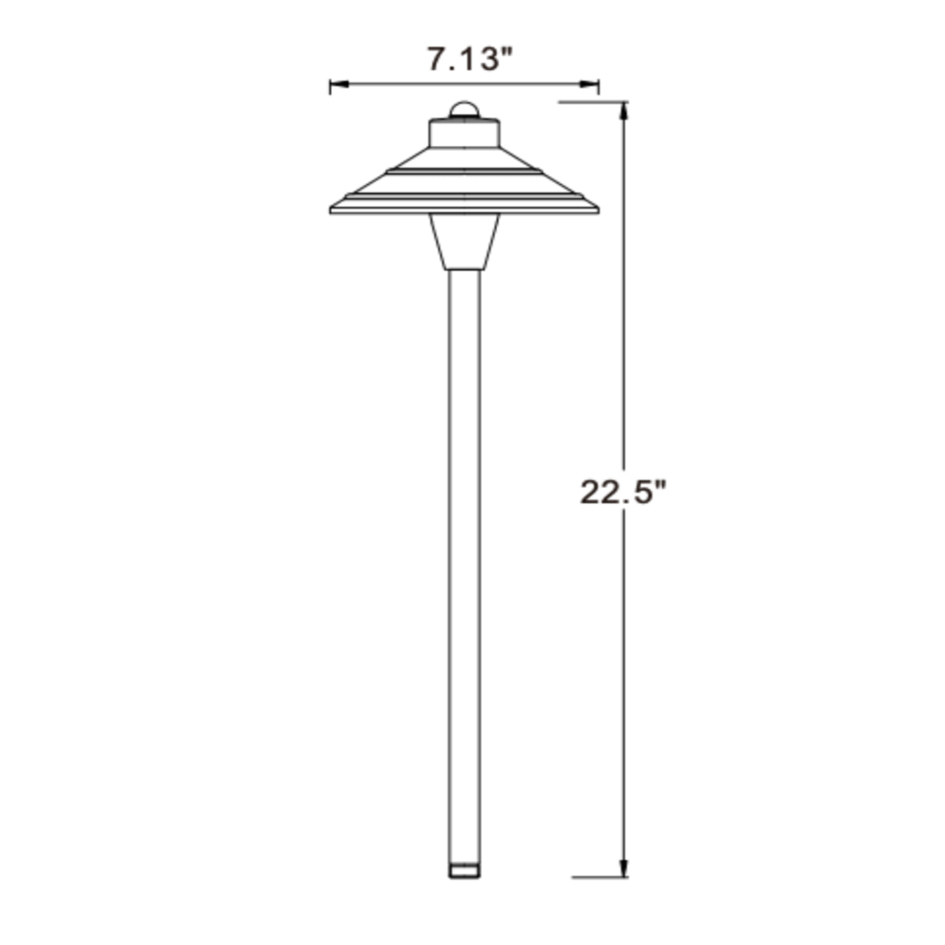 Path Light Die Cast Brass 7 in Hat
