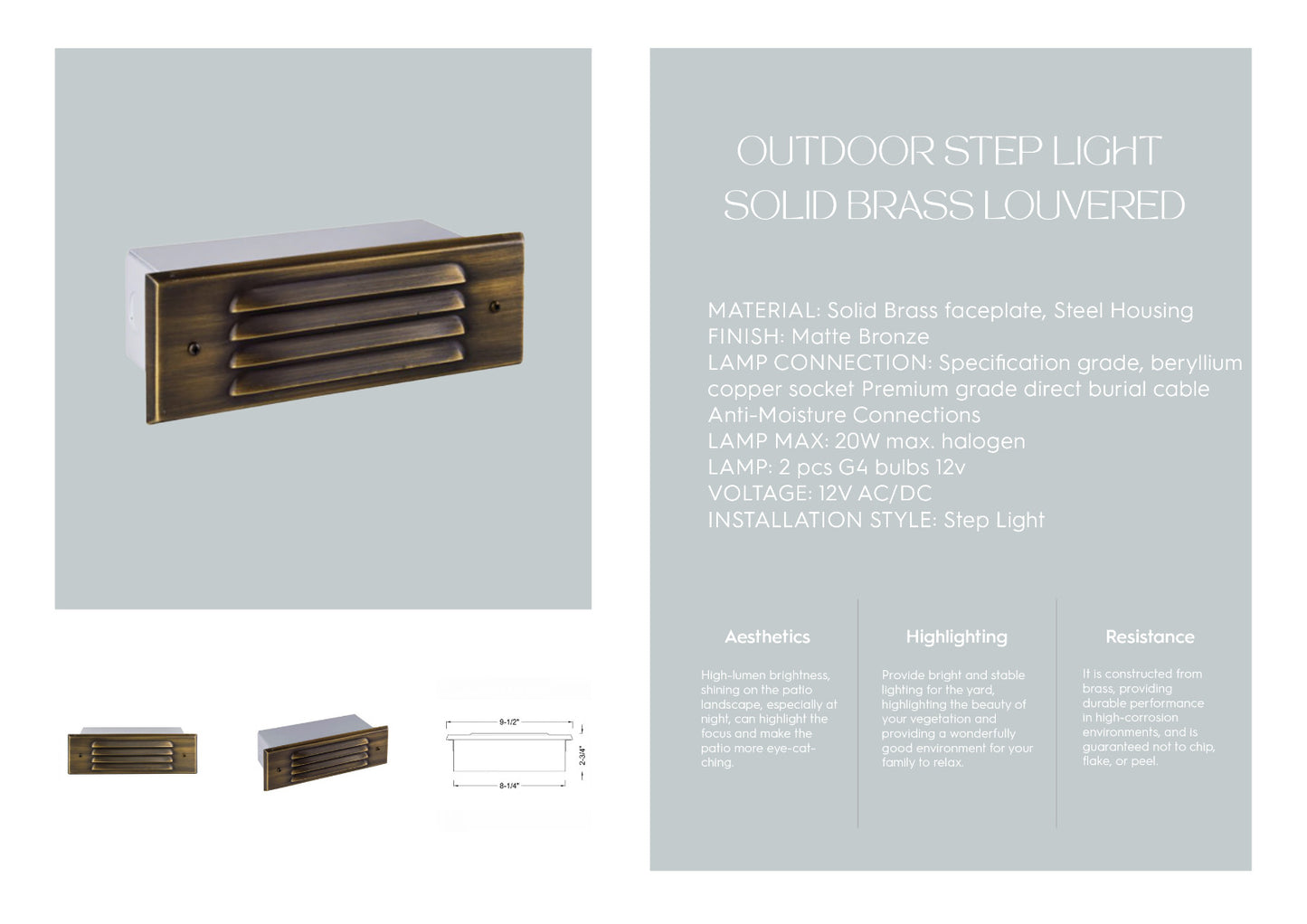 Outdoor Step Light Solid Brass Louvered