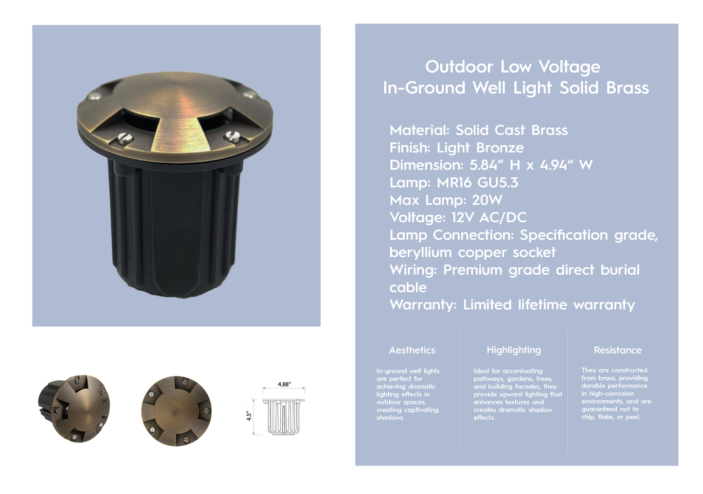 Well Light In Ground Solid Brass Antique Bronze