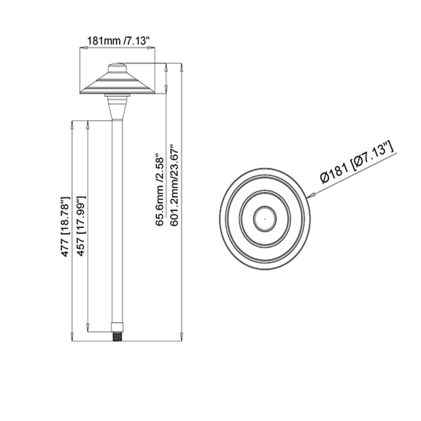 Path Light Die Cast Aluminum 7 in Hat