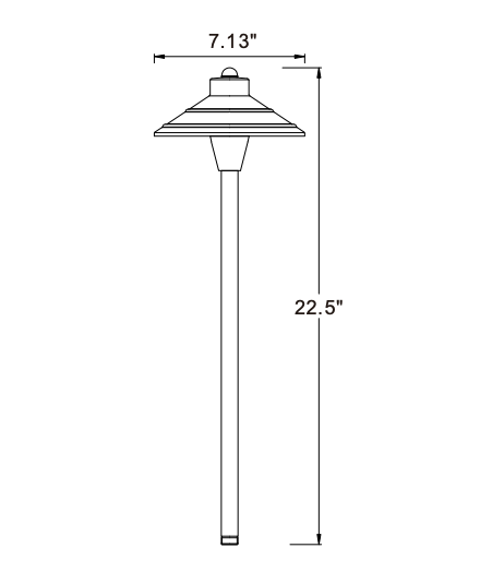 Path Light Die Cast Brass 7 in Hat