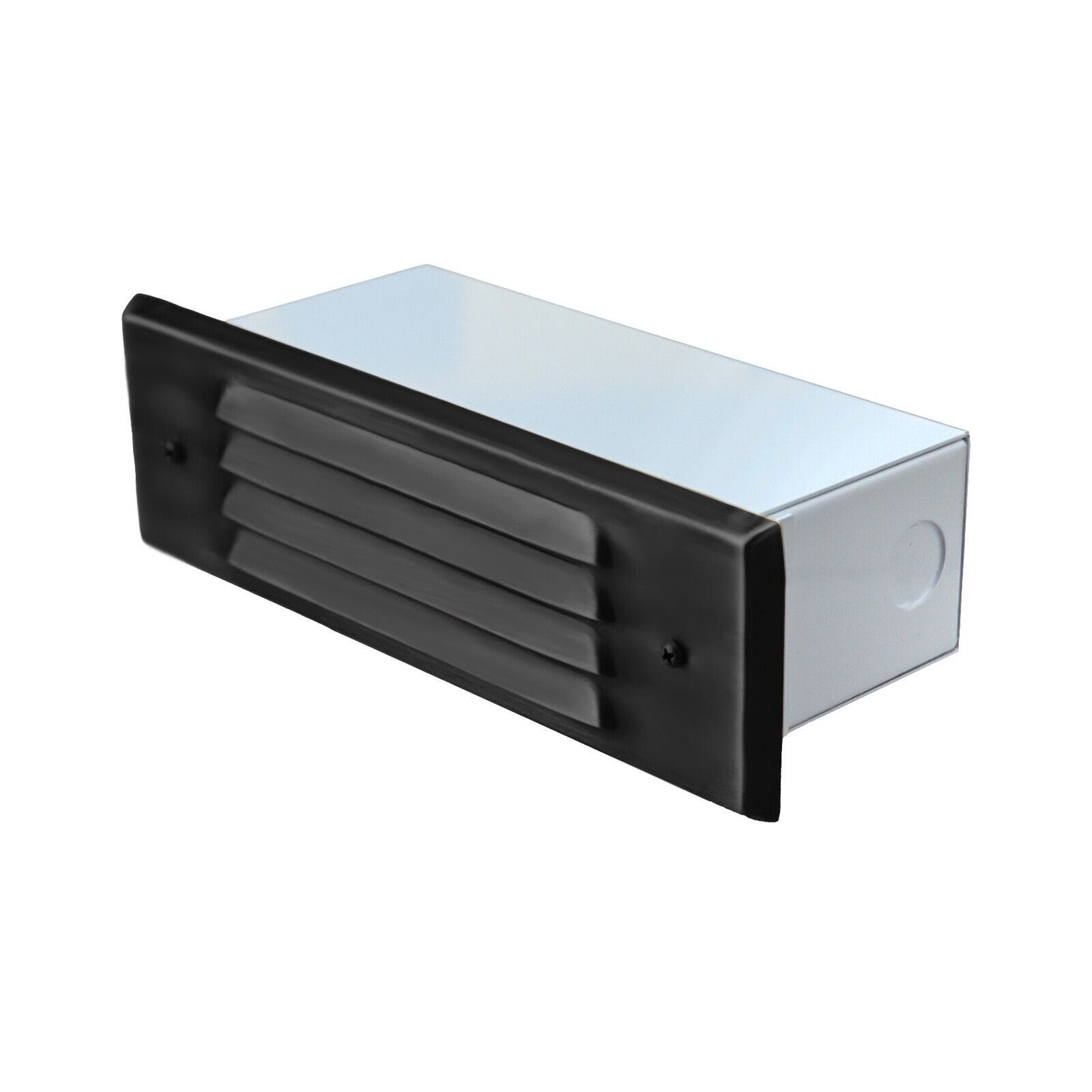 Outdoor Step Light Louvered Brass Faceplate with Steel Box Black Finish