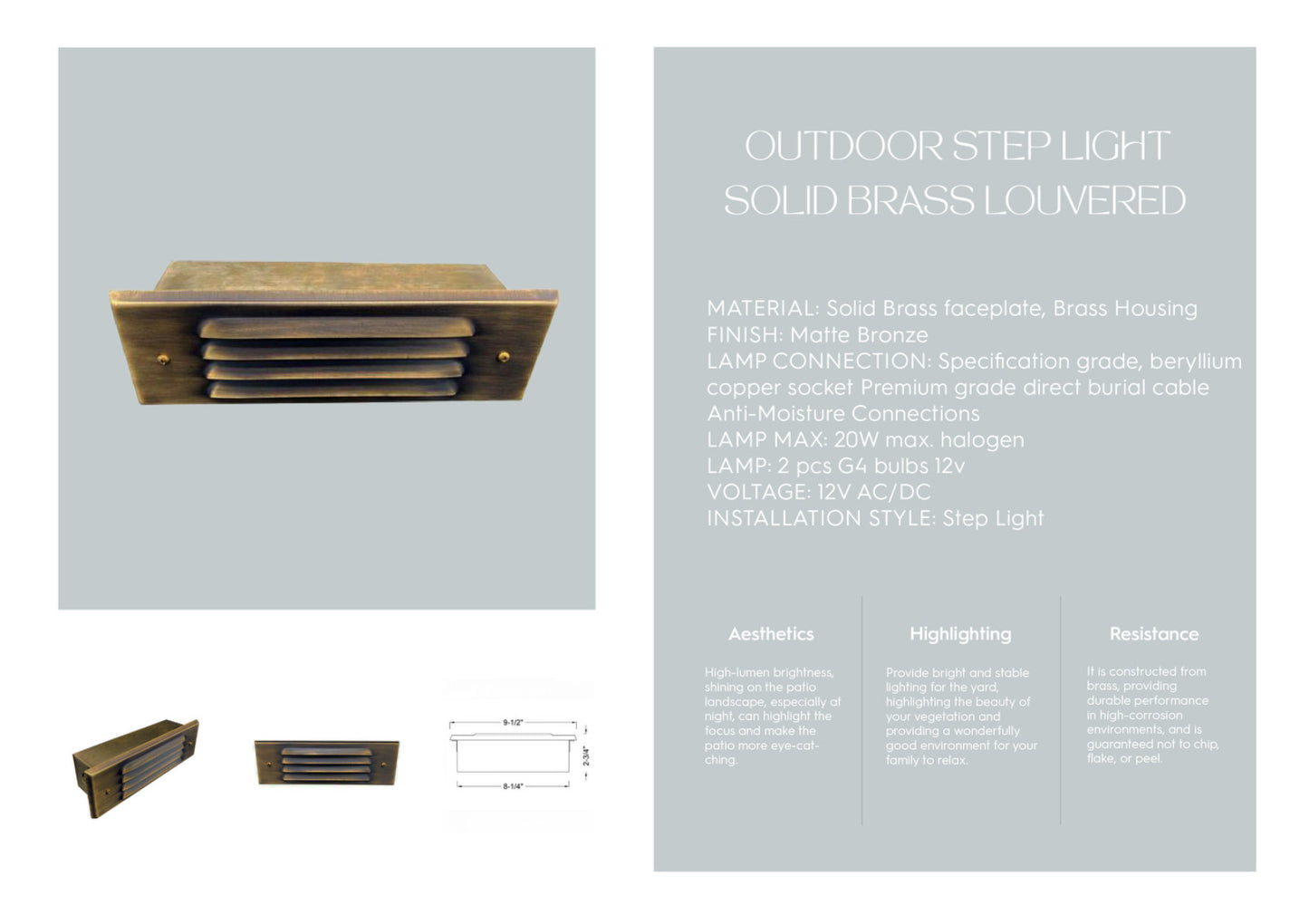 Outdoor Step Light Solid Brass Louvered