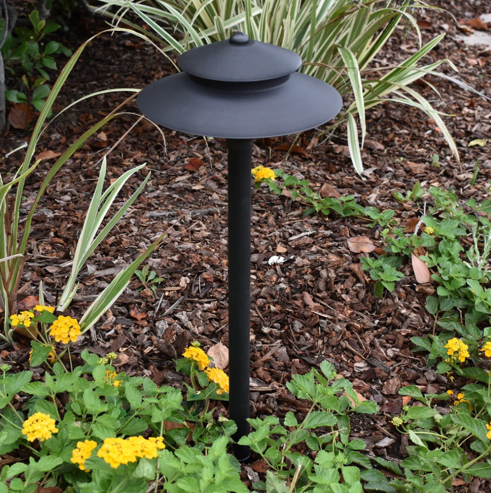 Path Light Solid Brass 8.4 in Hat Black Finish