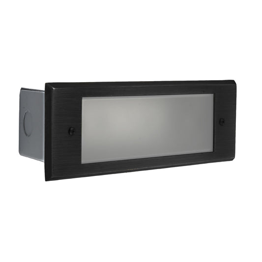 Outdoor Step Light Solid Brass Frosted Glass Black Matte Finish