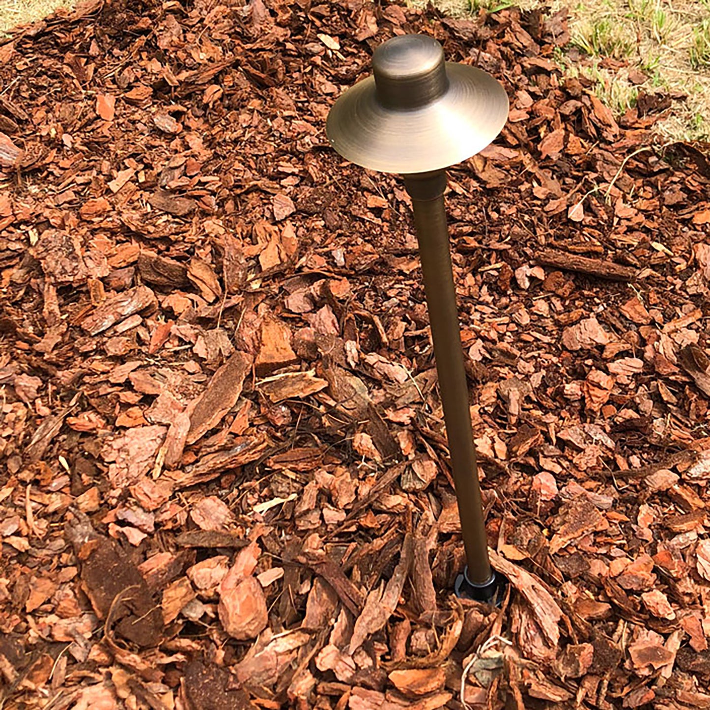 Path Light Small Hat 4 in Brass Antique Bronze Finish