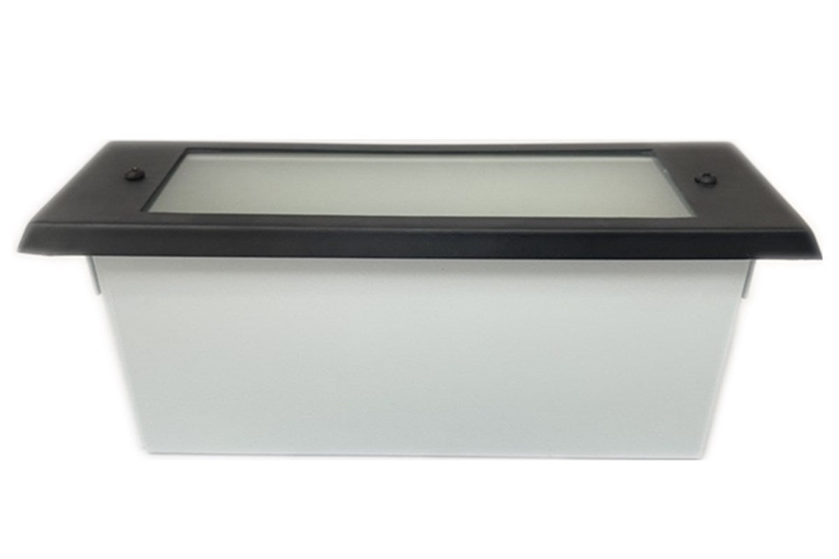 Outdoor Step Light Solid Brass Frosted Glass Black Matte Finish