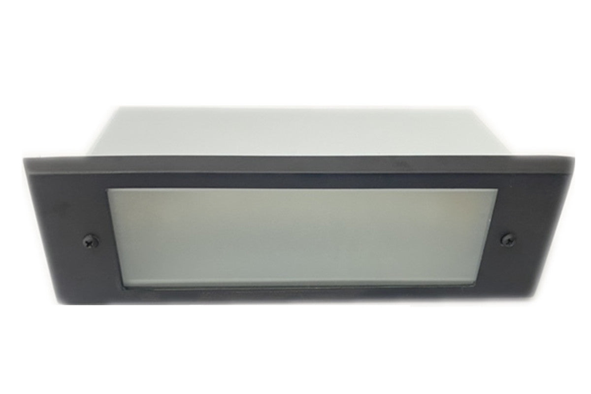 Outdoor Step Light Solid Brass Frosted Glass Black Matte Finish